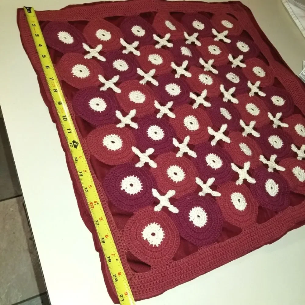 New Crate & Barrel Three Red Crochet Pillow Covers Set 21 x 21